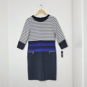Darren Z NEW Multicolor Striped Color Block Long Sleeve Business Dress Sz 10 NWT